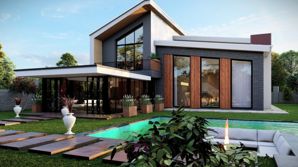 Havuzlu modern villa tasarımı