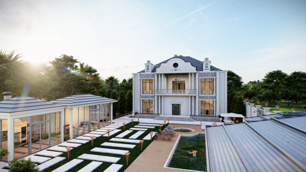 Klasik villa dış mekan görünümü