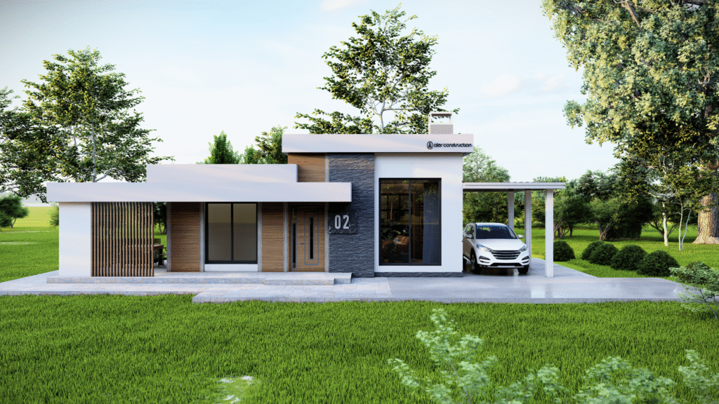 Çelik ve Prefabrik Yapı Tasarımları 2+1 celik prefabrik ev tasarimi