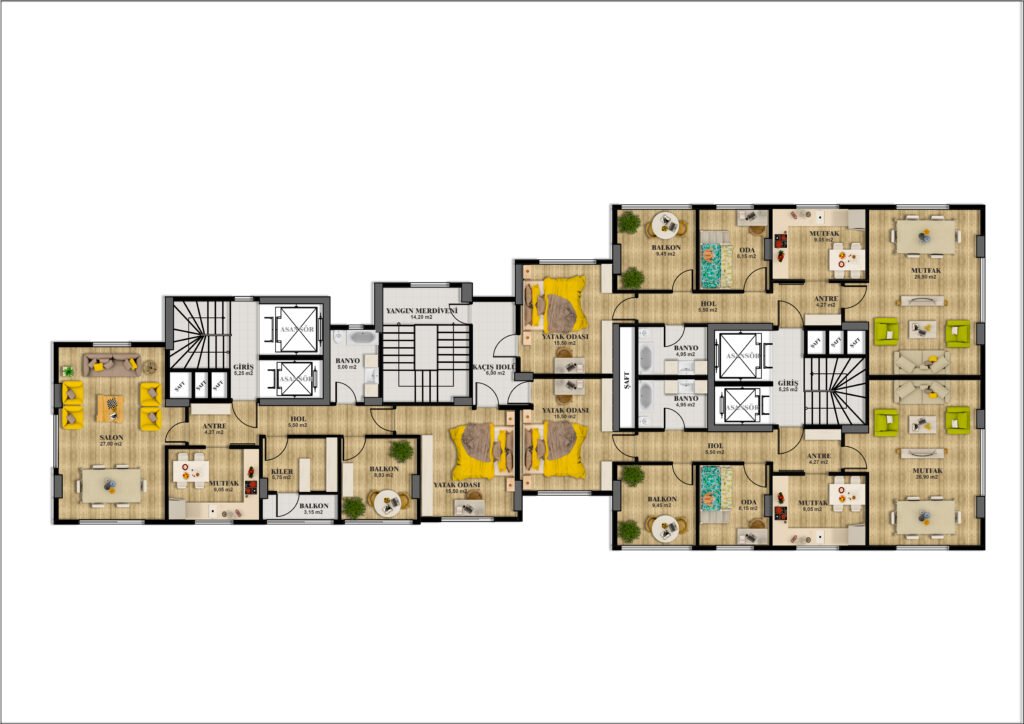 Kadıköy Mimari Tasarım Modern apartman projesi, dış cephe tasarımı ve kat planı. Fonksiyonel konut mimarisi ve estetik bina görünümü