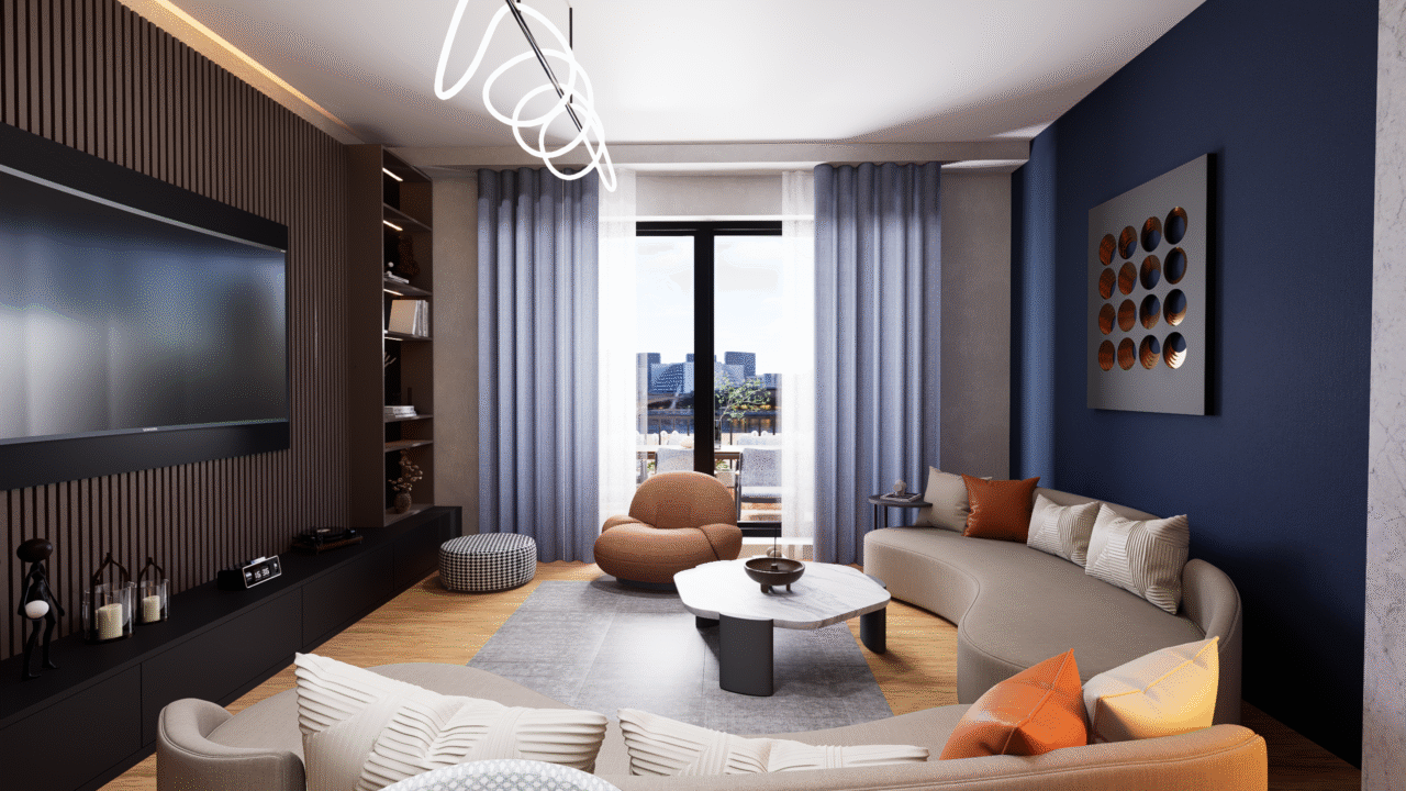 Salon iç mimari tasarımı modern oturma odası — Türkiye | XLine Mimarlık