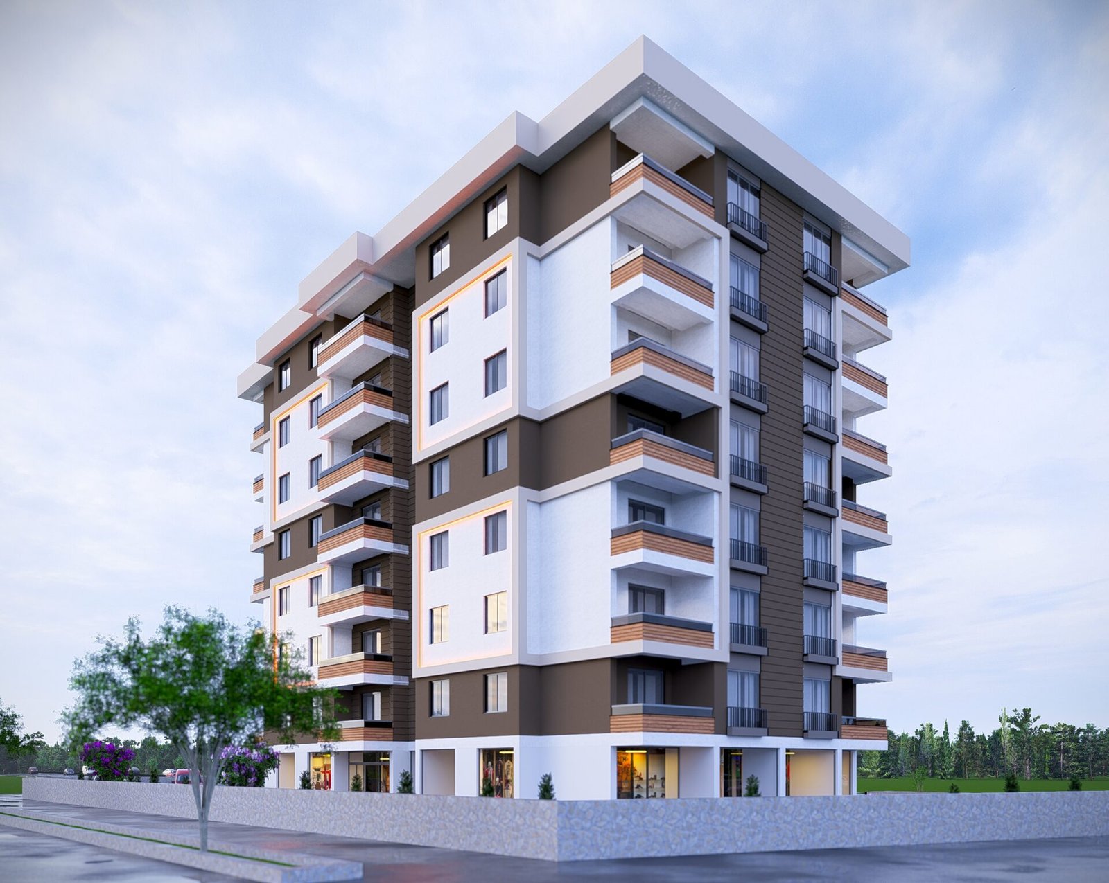palandöken modern apartman cephe tasarımı kahverengi beyaz krem cephe renkleri