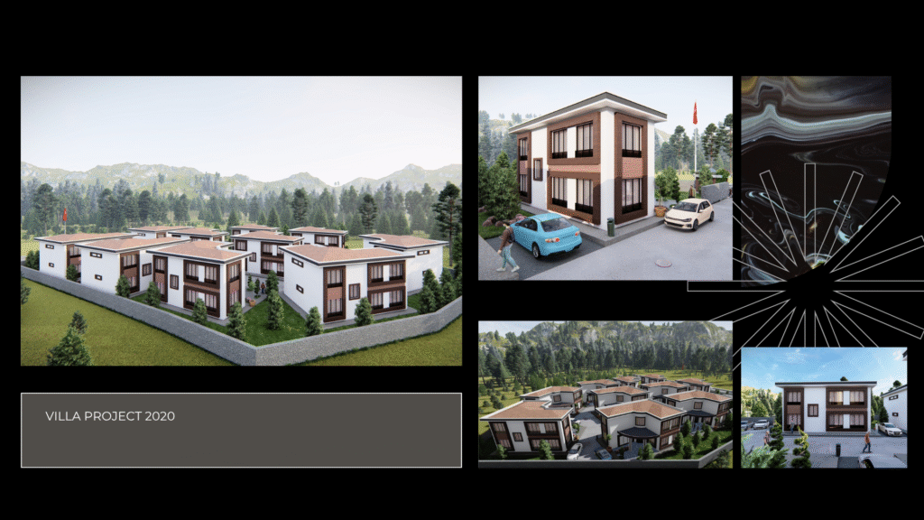 (Villa Project 2020) "Villa Sitesi Projesi 2020. Doğayla iç içe modern ve geleneksel mimariyi birleştiren toplu konut projesi. 3D mimari görselleştirme."