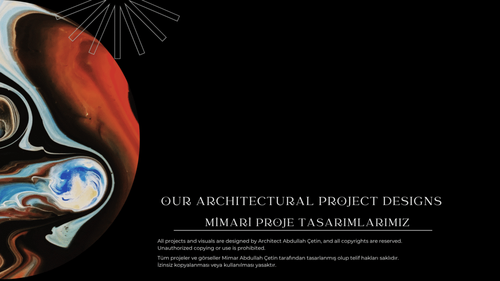 (Projeler Giriş) "Mimari Proje Tasarımlarımız. Mimar Abdullah Çetin imzalı tüm projeler ve görseller. Özgün ve modern mimari çözümler portfolyomuzda."
