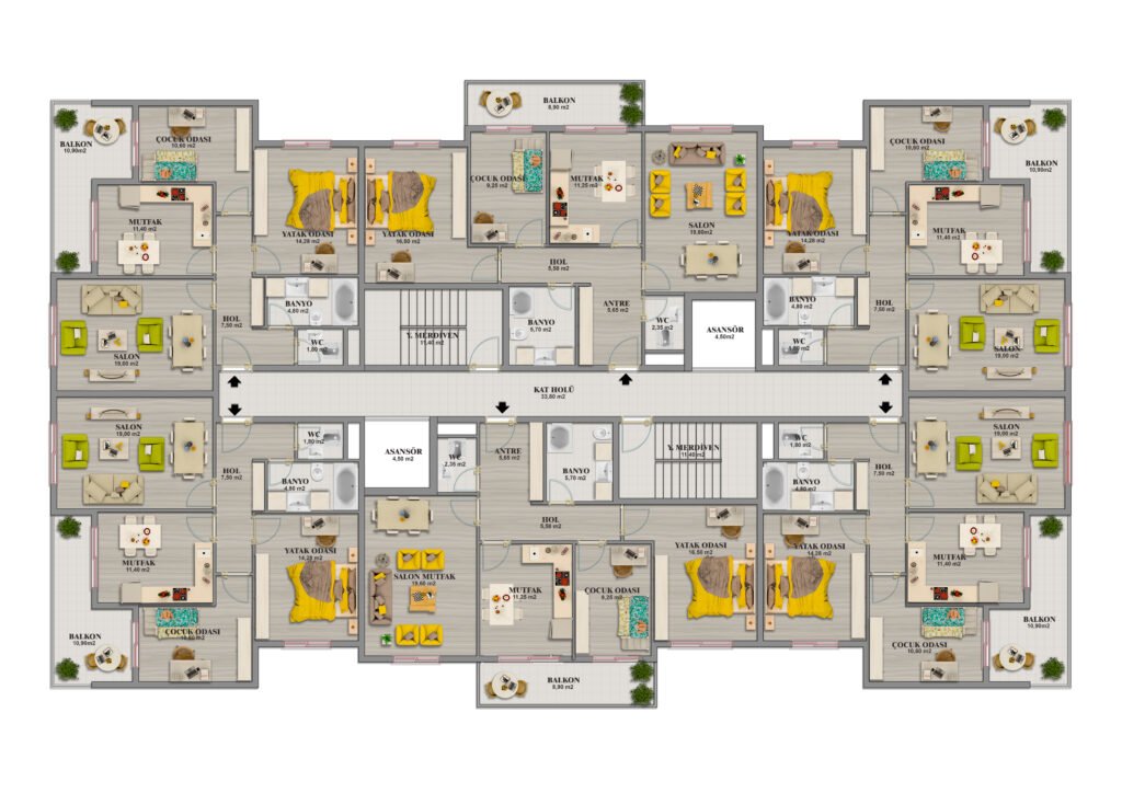 Konak Residans Palandöken kat plani boyama 2