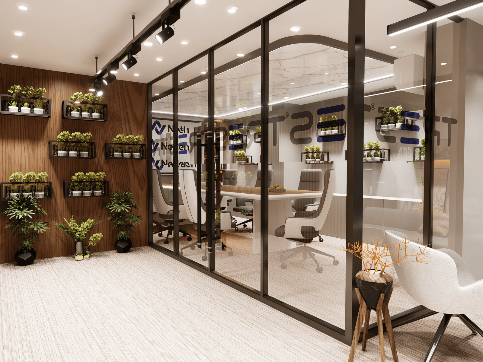 Modern ofis projesi genel görünüm kurumsal iç mimari tasarımı | XLine Mimarlık